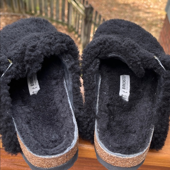 EUC Birkenstock Boston Shearling Mule with Cork Footbed 8/8.5 39 narrow black - Picture 10 of 11